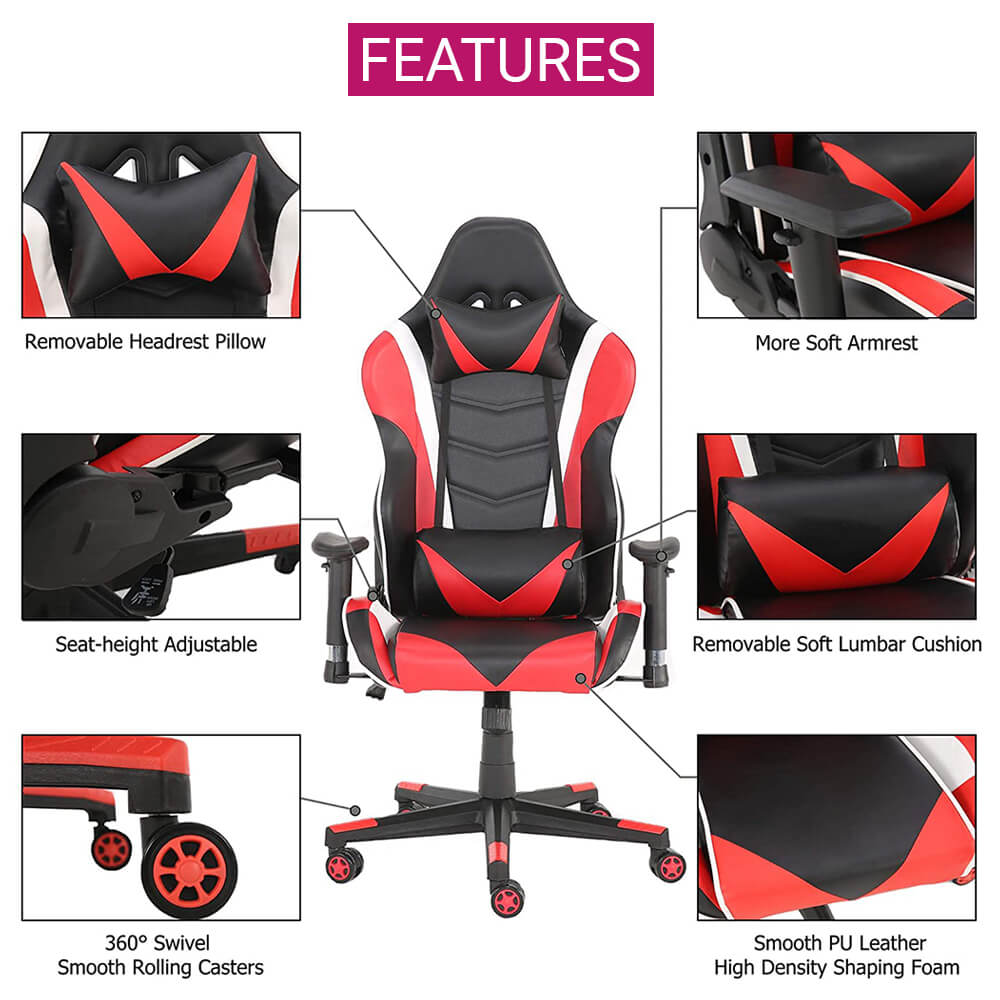 Pretty Double Color Gaming Chair Footrest Retractable Armrest - Dubsnatch