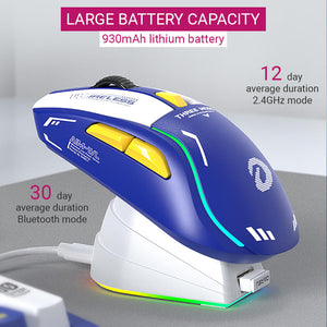 Tri-mode Gaming Mouse 6400 DPI RGB Backlight 930mAh Battery Capacity