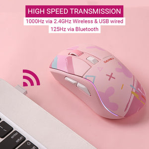 Tri-mode Gaming Mouse 6400 DPI RGB Backlight High-Speed Transmission