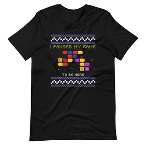 Ugly Christmas Shirt - I Paused My Game To Be Here - 2D Plateformer Game - Black - Dubsnatch