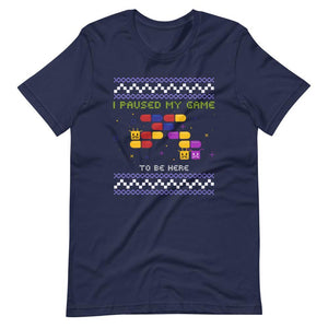 Ugly Christmas Shirt - I Paused My Game To Be Here - 2D Plateformer Game - Navy - Dubsnatch