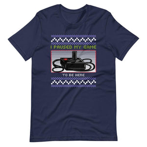 Ugly Christmas Shirt - I Paused My Game To Be Here - Joystick - Navy - Dubsnatch