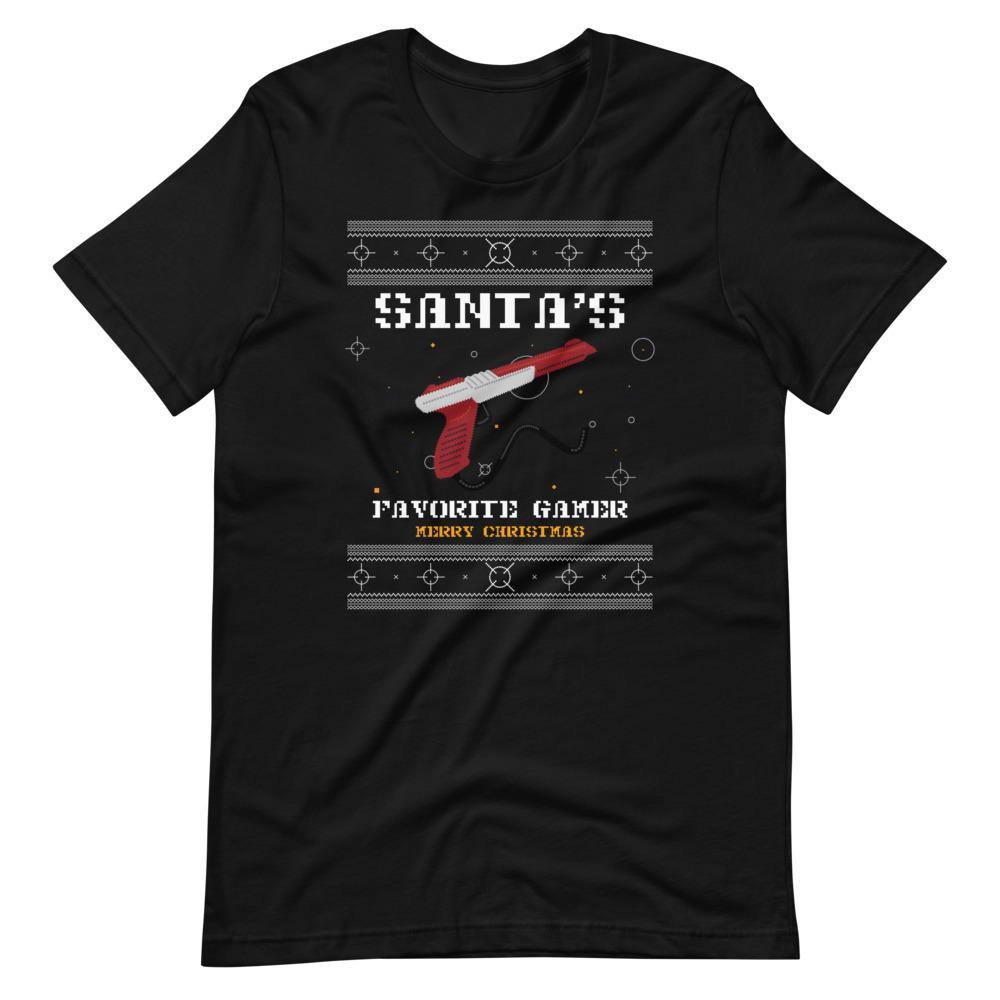 Ugly Christmas Shirt - Santa's Favorite Gamer Merry Christmas - Guncon - Black - Dubsnatch