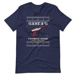 Ugly Christmas Shirt - Santa's Favorite Gamer Merry Christmas - Guncon - Navy - Dubsnatch