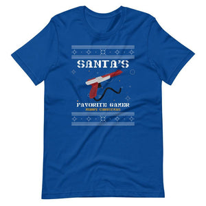 Ugly Christmas Shirt - Santa's Favorite Gamer Merry Christmas - Guncon - True Royal - Dubsnatch