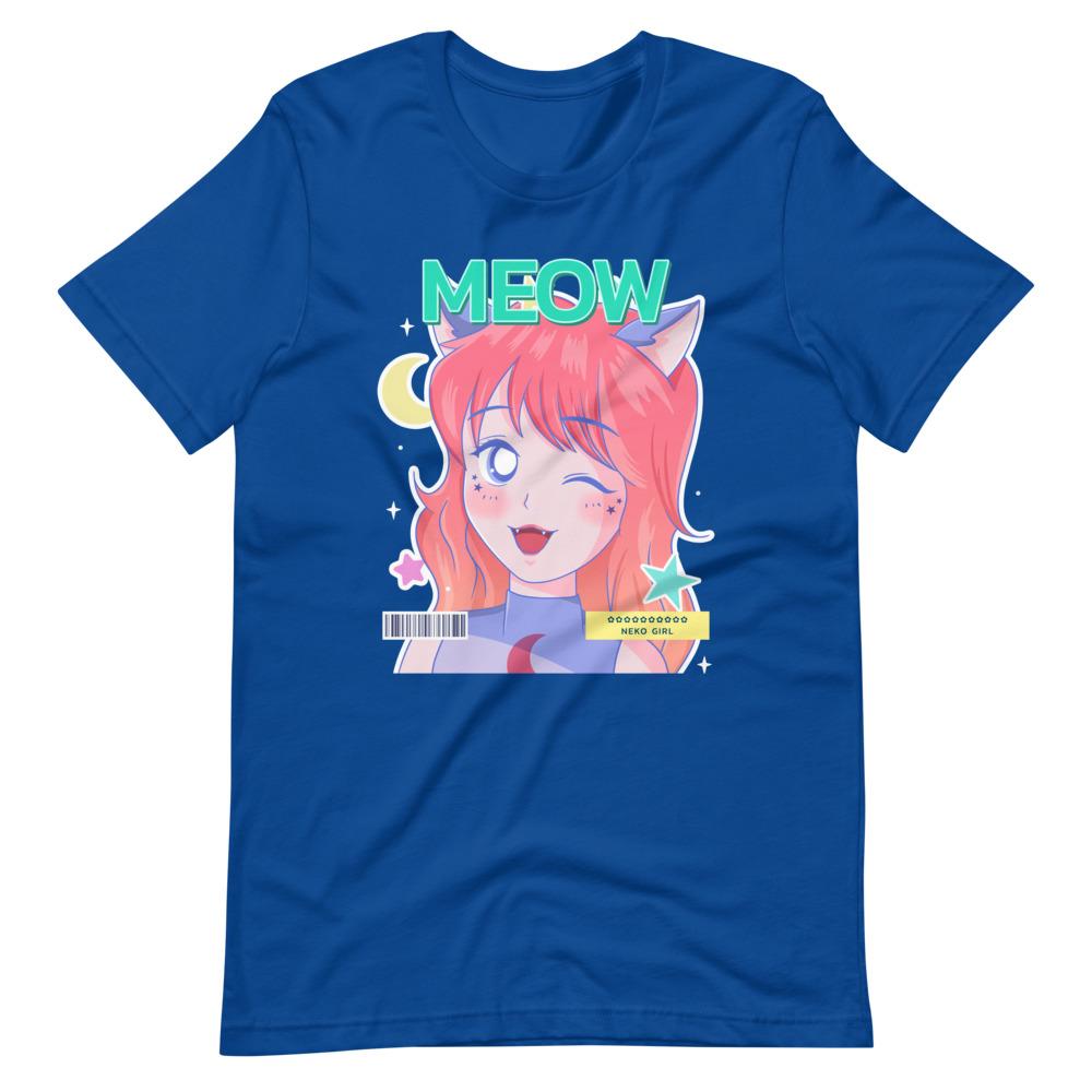 Waifu T-Shirt - Meow - Neko Girl - Alternative - True Royal - Dubsnatch