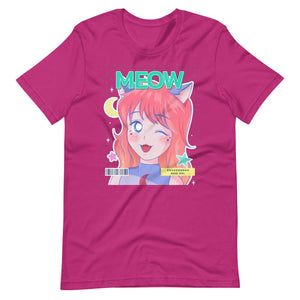 Waifu T-Shirt - Meow - Neko Girl - Berry - Dubsnatch