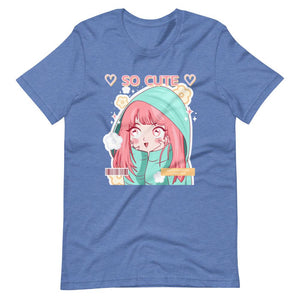 Waifu T-Shirt - So Cute I Love This - Happy Kawaii Anime Girl - Heather True Royal - Dubsnatch