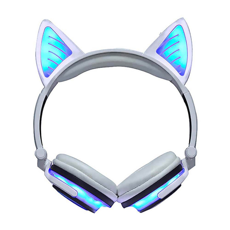 Bluetooth Hairy Cat Ear Headphones Mic Glowing Led Dubsnatch 0761