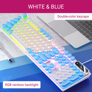 White Blue Double Color Gamer Keyboard RGB Backlight Membrane
