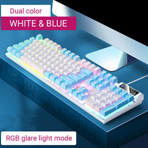 White & Blue Double Color Gaming Keyboard Backlight