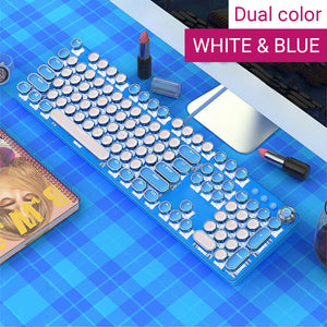 White & Blue Girl Mechanical Keyboard Blue Switch White Backlight