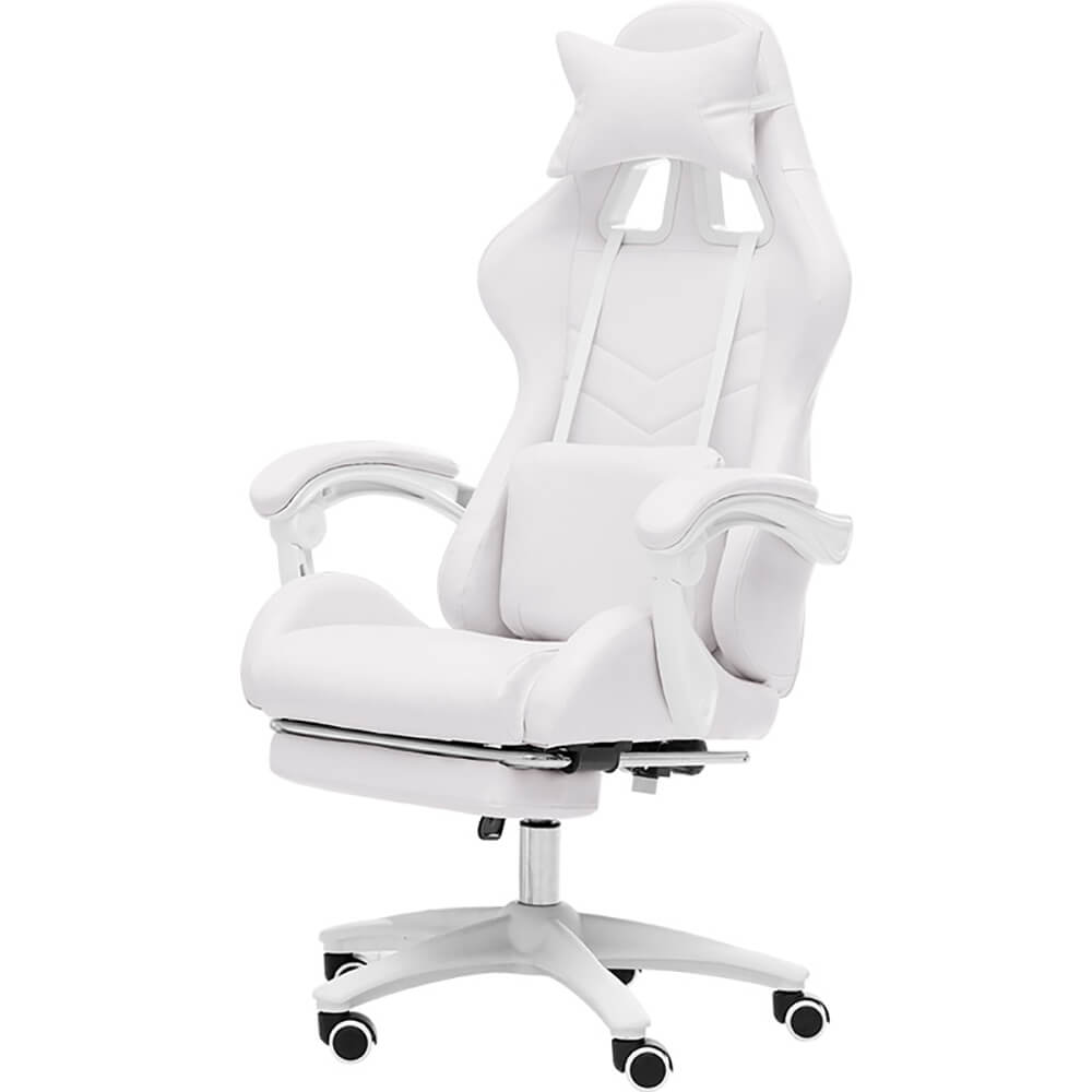 White Candy Macaron Gaming Chair Footrest Reclining Back Seat