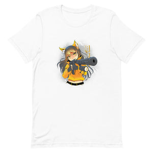 White Cute Army Anime Fox Girl Shirt War Weapon