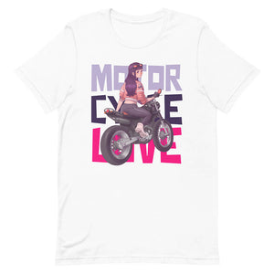 White Cute Biker Girl Shirt Motorcycle Love