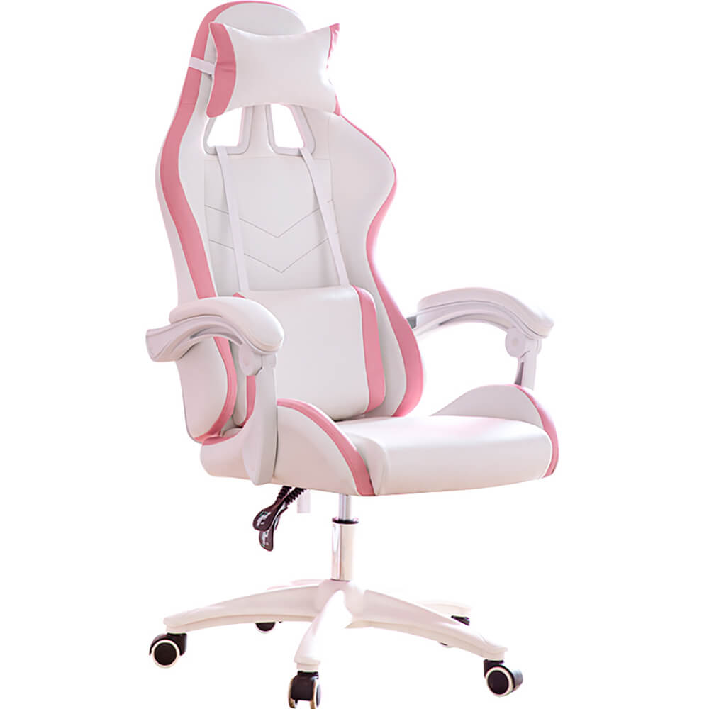 White Cute Double Color Gamer Girl Chair Synthetic Leather