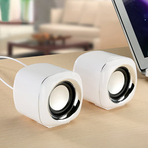 White Cute Mini Speakers Stereo 3.5mm AUX USB