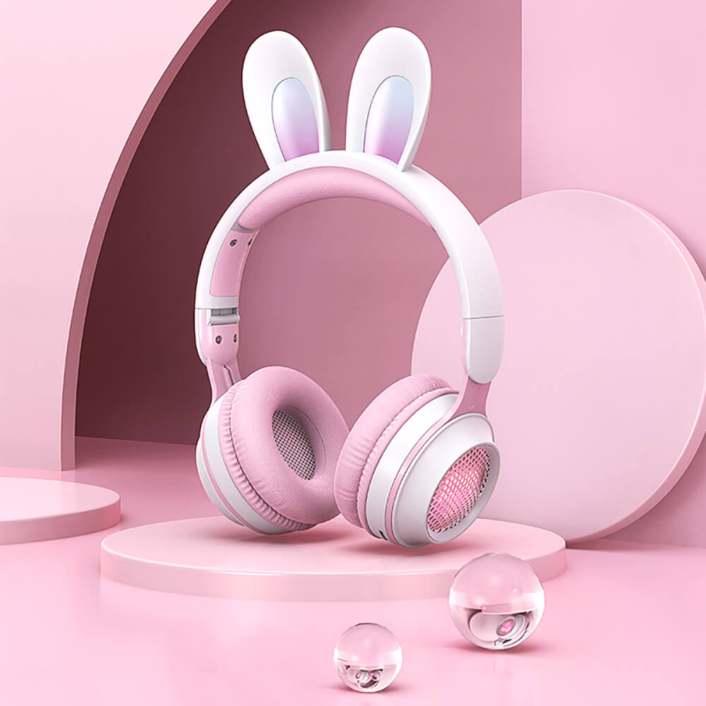 Cute Rabbit Ear Headset Wireless Microphone RGB