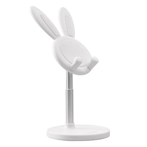 White Cute Rabbit Phone Stand Tablet Adjustable