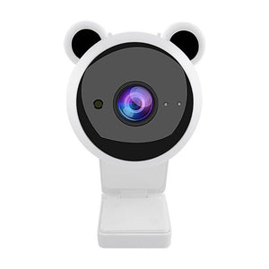 White Full HD 1080p Bear Ear Webcam Microphone USB