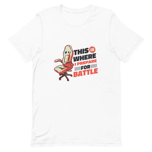 White Funny Gamer Chair Battle Preparation Tee Tricky Fight