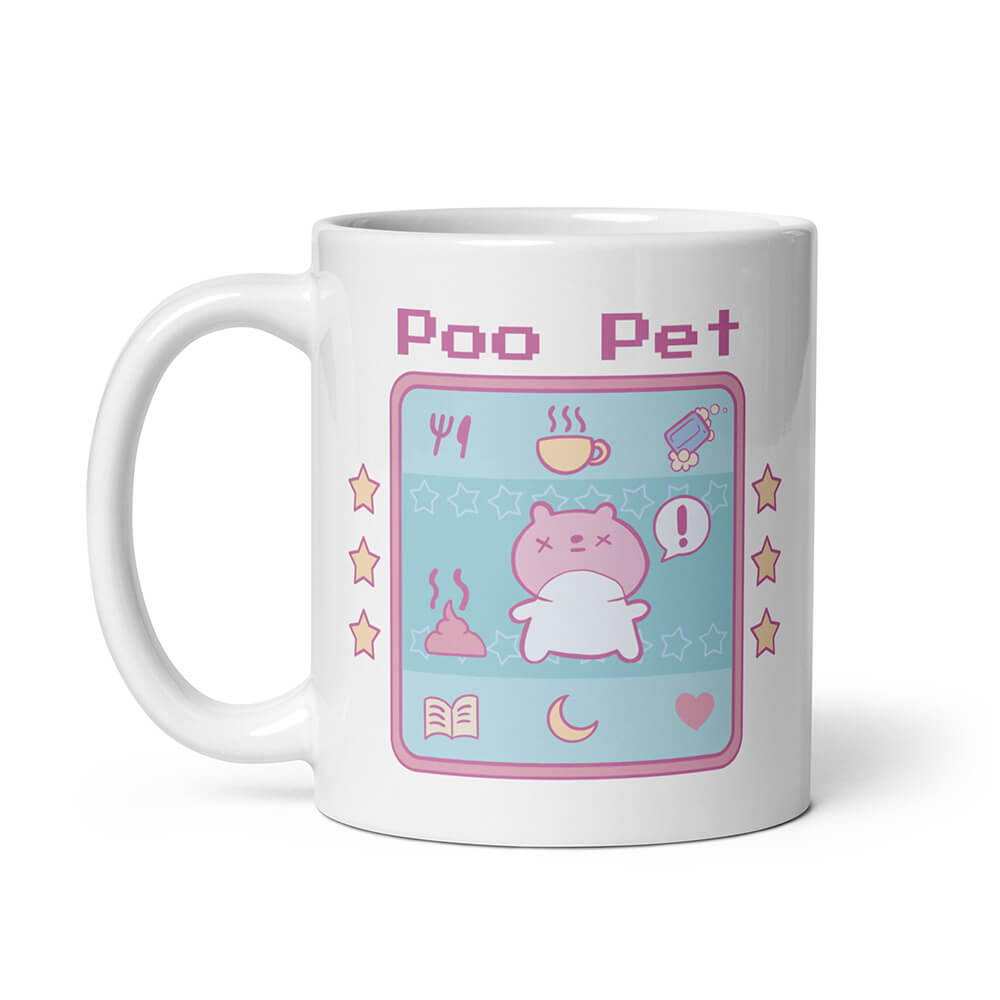 White Funny Pet Poo Alert Mug Cartoon Art Left 11oz