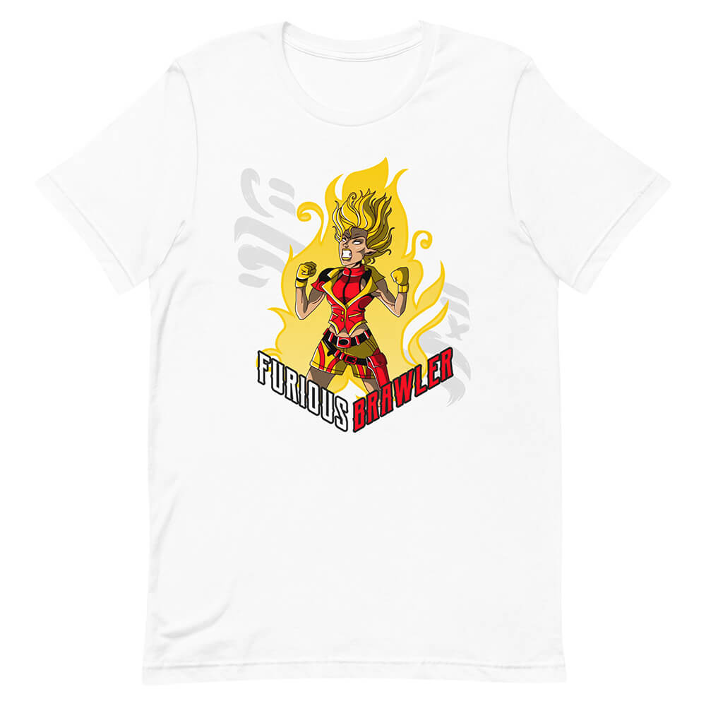 White Furious Brawler Party Villain Shirt Fist Specialization