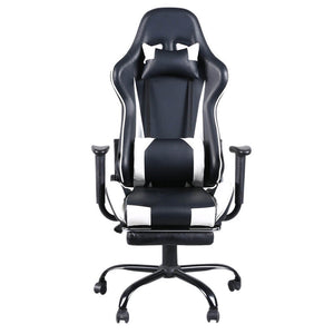 White High Back Racing Gaming Chair Footrest Reclining Backrest