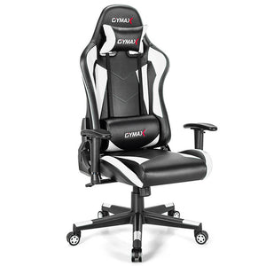 White High Back Racing Performance Gaming Chair Reclining Backrest