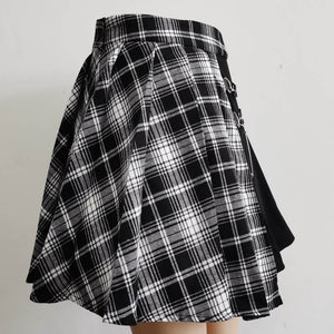 White High-Waist Punk Asymmetric Cutout Pleated Skirt Punk Right Side