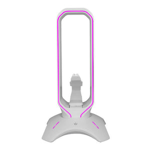 White Neon RGB Headset Stand Gaming Double USB