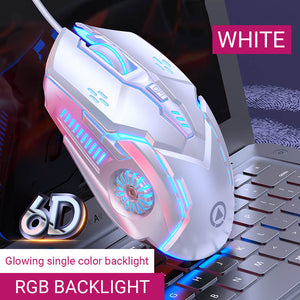 White Optical Futuristic Gaming Mouse 3200 DPI Backlight USB