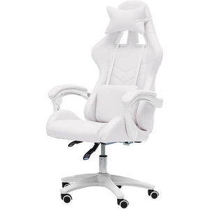 White Pastel Macaron Gaming Chair Reclining Back Seat