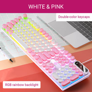 White Pink Double Color Gamer Keyboard RGB Backlight Membrane