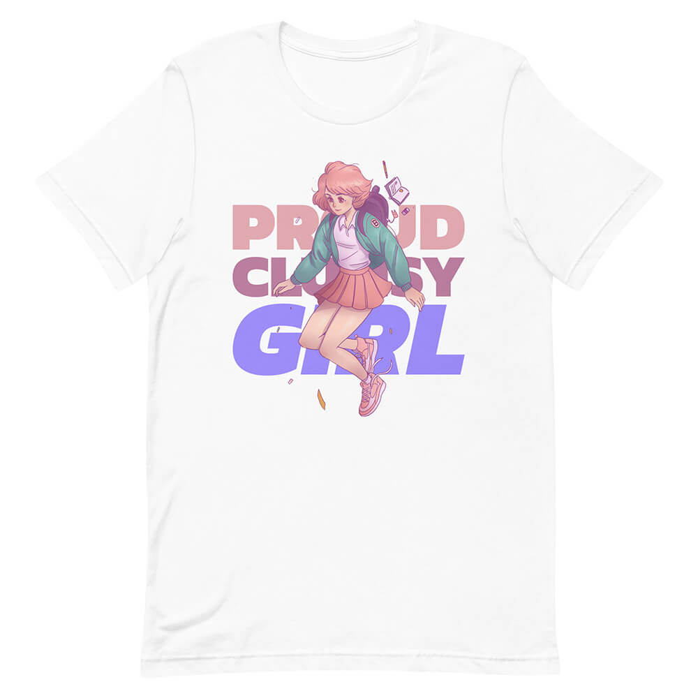 White Proud Clumsy Girl Shirt Urban Modern Lass