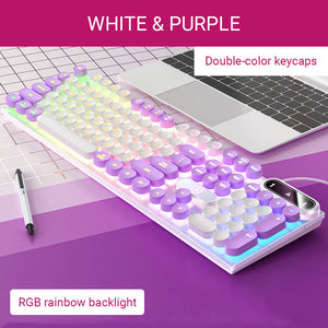 White Purple Double Color Gamer Keyboard RGB Backlight Membrane