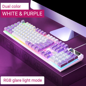 White & Purple Double Color Gaming Keyboard Backlight