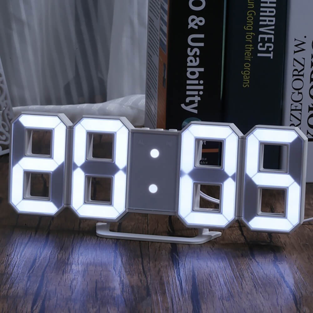 White RGB Lighting Digital Alarm Clock Temperature