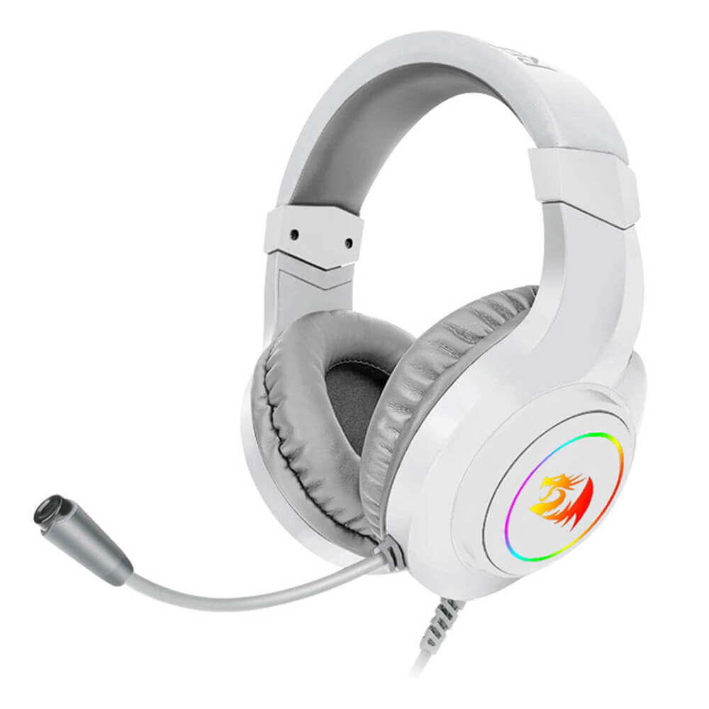 White RGB Over-Ear Headset Microphone 3.5mm Jack USB