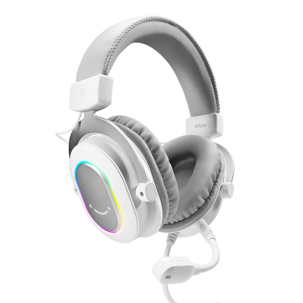 White RGB 7.1 Surround Sound Headset Microphone USB Lightweight