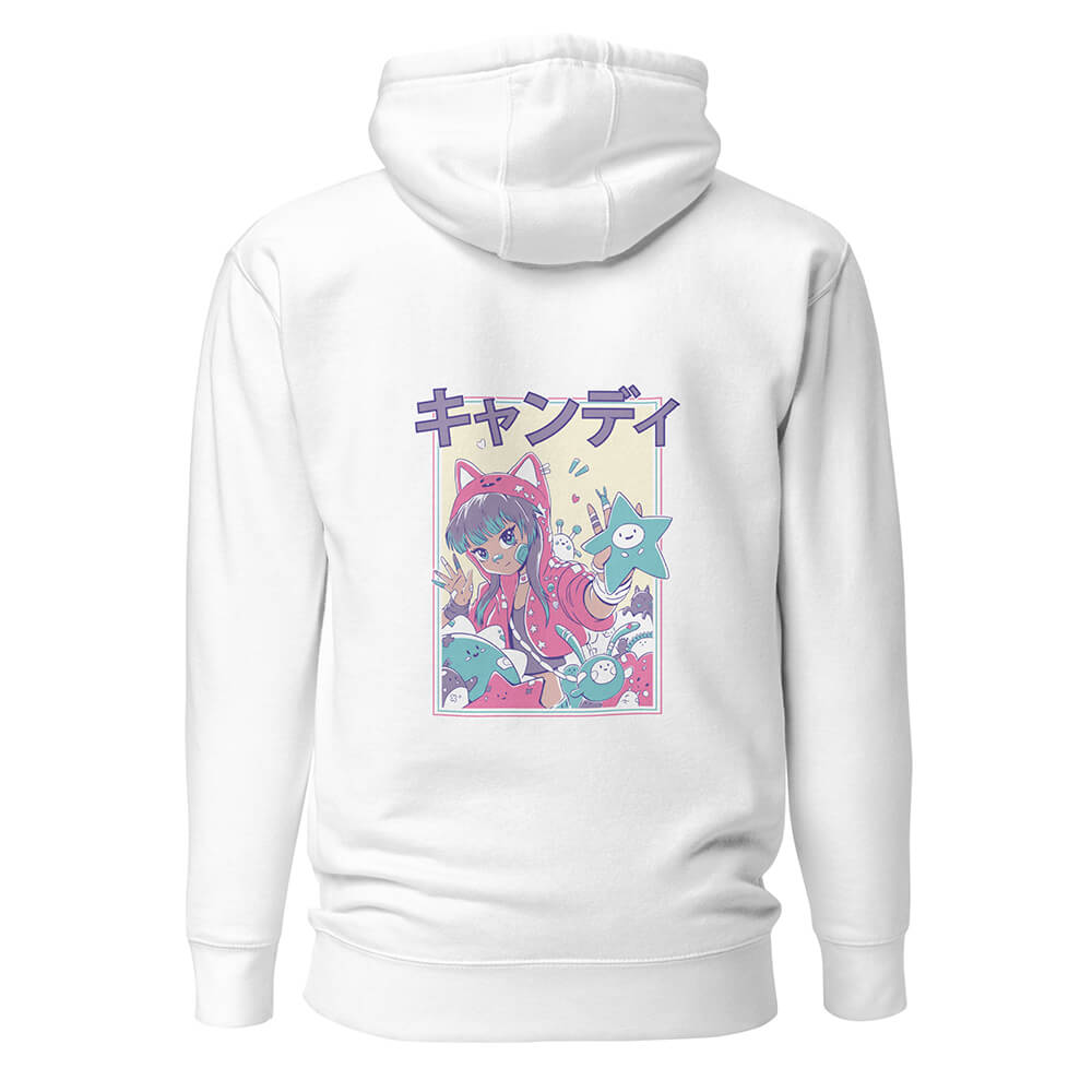 White Soft Neko Anime Girl Hoodie Cute Plushies Back