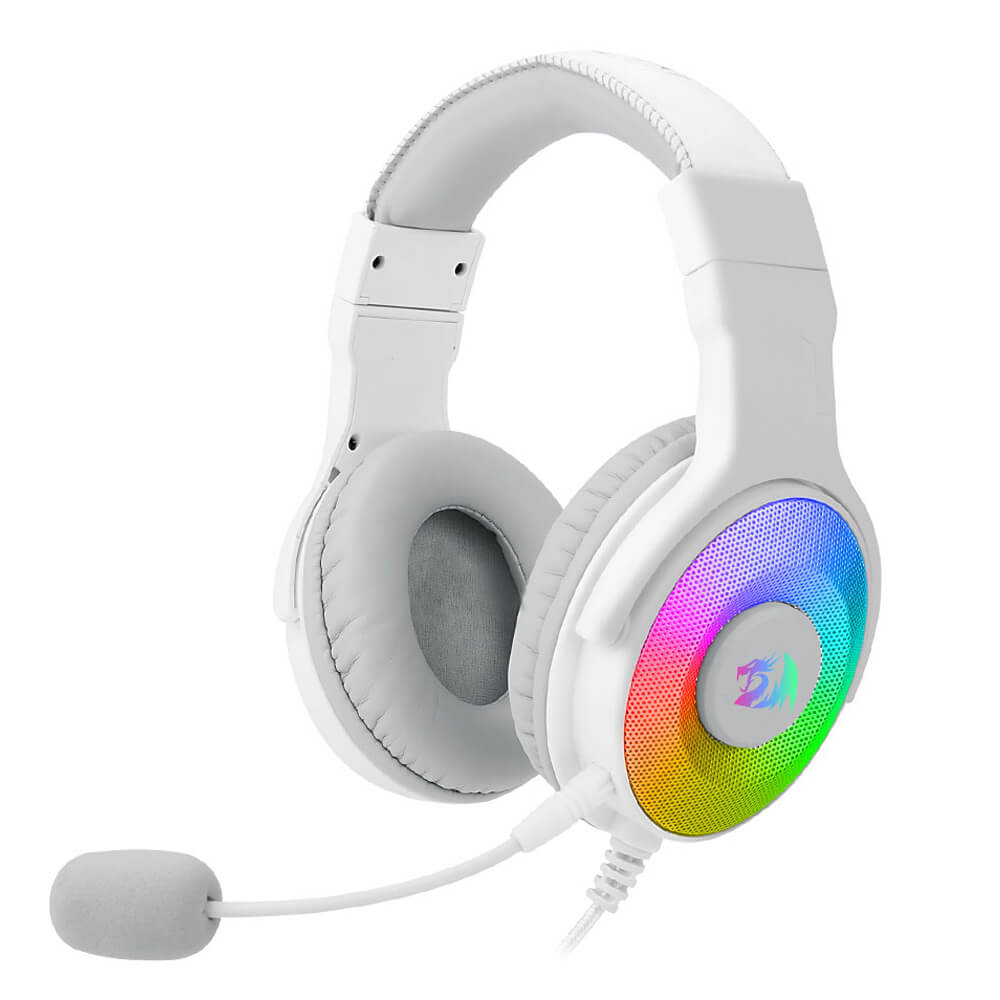 White 7.1 Surround Sound Over-Ear Headset Mic RGB USB
