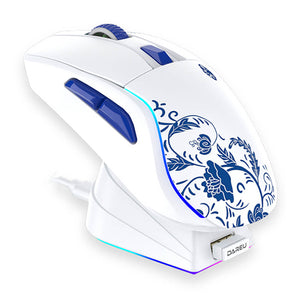 White Tri-mode Gaming Mouse 6400 DPI RGB Backlight