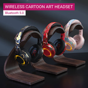 Wireless Bluetooth 5.0 Cartoon Art Headset Microphone HiFi RGB