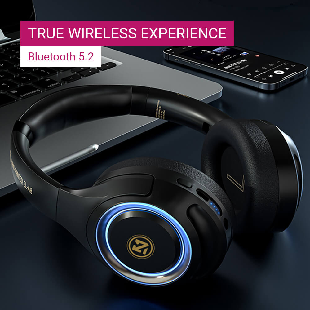 Wireless Bluetooth 5.2 Cozy Modern Headphones Microphone HiFi LED