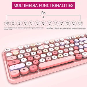 2.4Ghz Wireless Candy Combo Keyboard Mouse Multimedia Functionalities Multi-Color