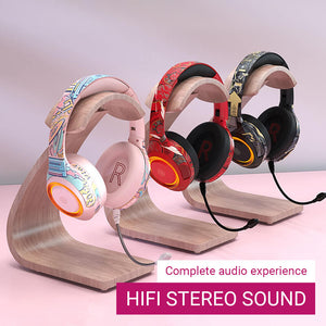 Wireless Cartoon Art Headset Microphone HiFi Stereo Sound RGB
