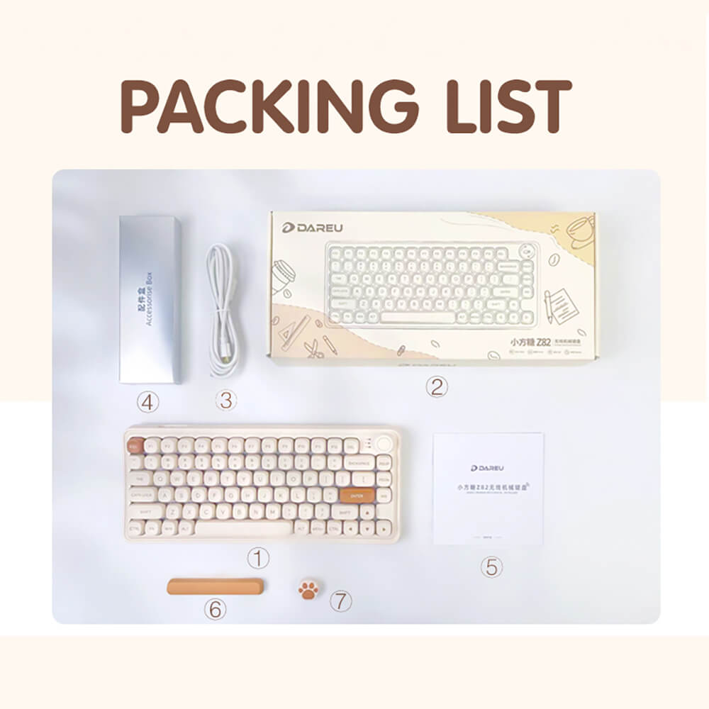 2.4GHz Wireless Cozy Mechanical Keyboard Tri-Mode LED PBT Package