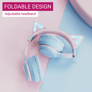 Wireless Gradient Cat Headset Microphone RGB Foldable
