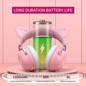 Wireless Kitty Headset Microphone Stereo RGB Long Battery Life Duration